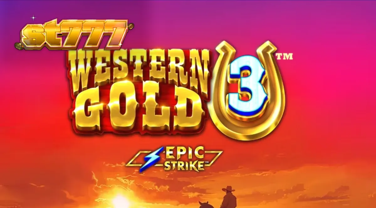 Tampilan visual slot Western Gold 3 dengan tema koboi dan ngarai.